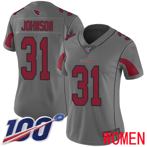 Arizona Cardinals Limited Silver Women David Johnson Jersey NFL Football #31 100th Season Inverted Legend